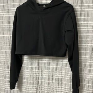 black cropped hoodie